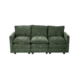 Mia Plush Fabric Modular Sofa Lounge | Soft Chennile Green Fabric Modular Sofa Thick Cushions