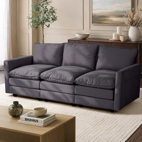 Nico Ultra Plush Fabric Modular Sofa Lounge | Soft Corduroy Fabric Modular Sofa Thick Cushions