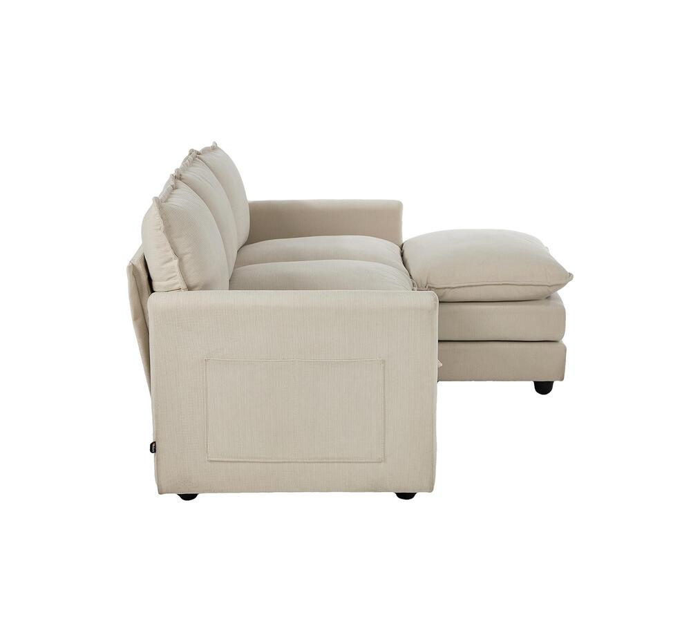 Nico Ultra Plush Fabric Modular Sofa Lounge | Soft Corduroy Fabric Modular Sofa Thick Cushions