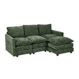 Mia Plush Fabric Modular Sofa Lounge | Soft Chennile Green Fabric Modular Sofa Thick Cushions