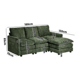 Mia Plush Fabric Modular Sofa Lounge | Soft Chennile Green Fabric Modular Sofa Thick Cushions