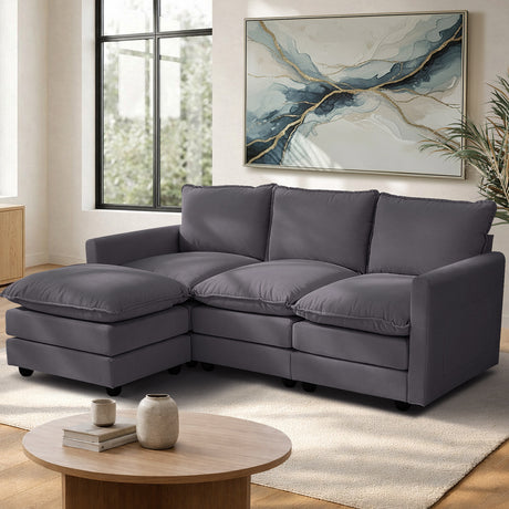 Nico Ultra Plush Fabric Modular Sofa Lounge | Soft Corduroy Fabric Modular Sofa Thick Cushions