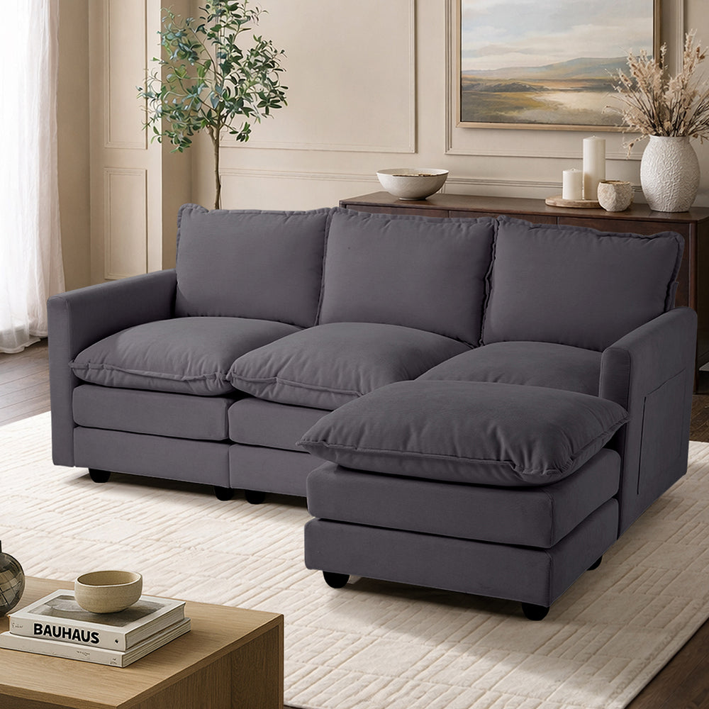 Nico Ultra Plush Fabric Modular Sofa Lounge | Soft Corduroy Fabric Modular Sofa Thick Cushions