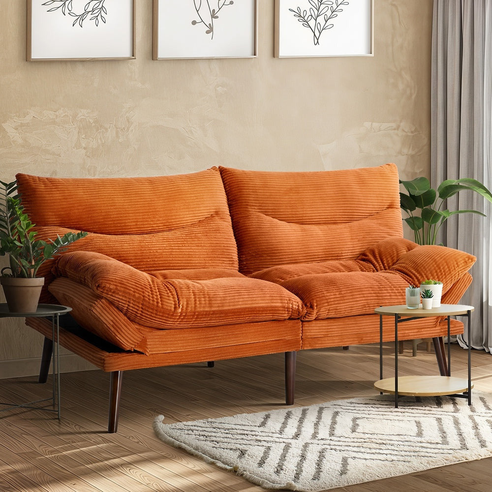 Palme 3 Seater Sofa Couch and Fold Out Futon Bed | Super Soft Adjustable Corduroy Futon Sofa Couch