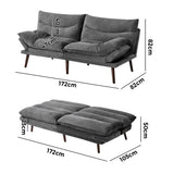 Palme 3 Seater Sofa Couch and Fold Out Futon Bed | Super Soft Adjustable Corduroy Futon Sofa Couch
