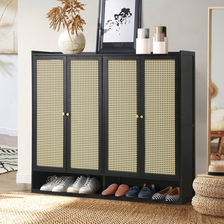 Bamboo Centrum Modern 30-70 Pair Shoe Cabinet  | Rattan Style Bamboo Shoe Storage Organiser
