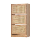 Abruzzi Genuine Rattan Shoe Storage Cabinet | Modern Elegant Wooden Shoe Rack Storage Organiser
