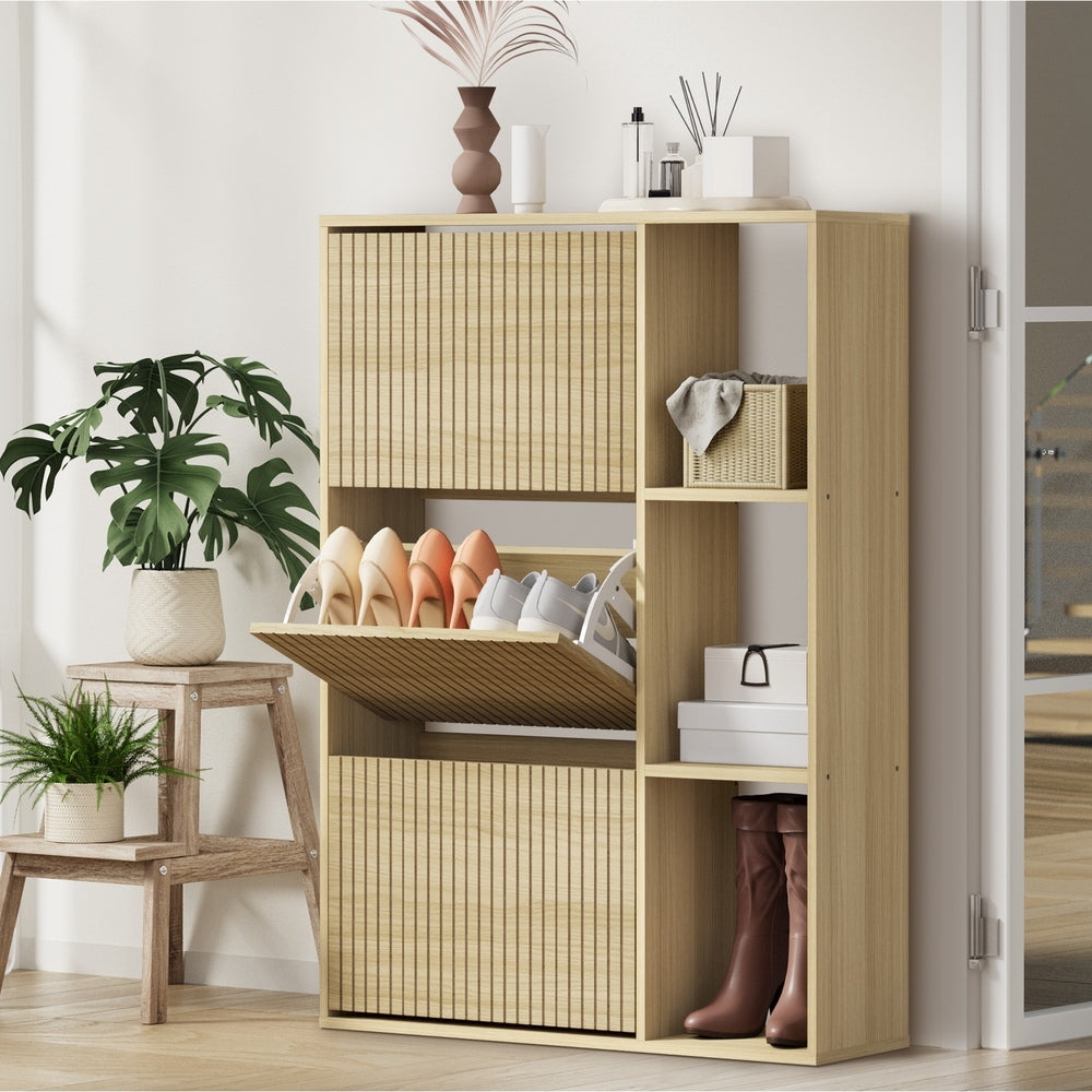 Amaro Noire Shoe Rack Cabinet and Display Unit | Two In One 30 Pair Shoe Storage Unit and Shelves