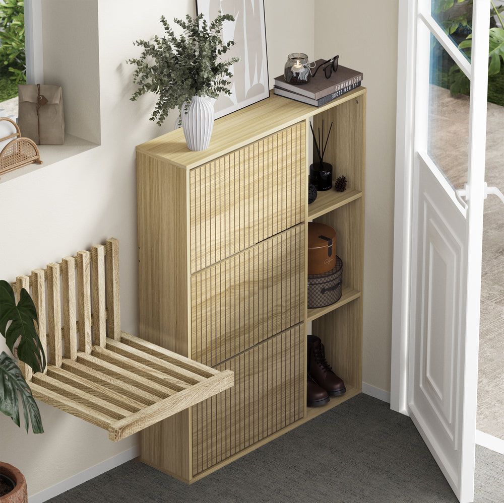 Amaro Noire Shoe Rack Cabinet and Display Unit | Two In One 30 Pair Shoe Storage Unit and Shelves