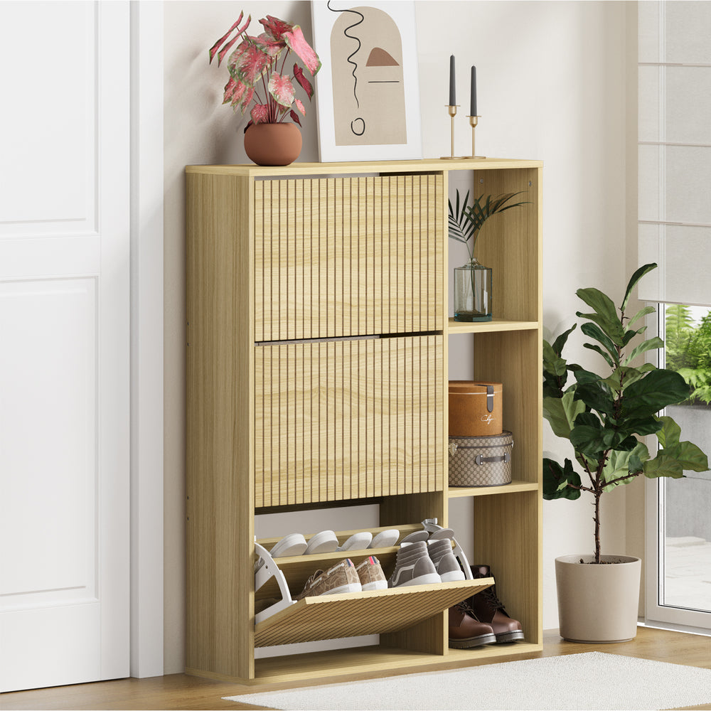 Amaro Noire Shoe Rack Cabinet and Display Unit | Two In One 30 Pair Shoe Storage Unit and Shelves