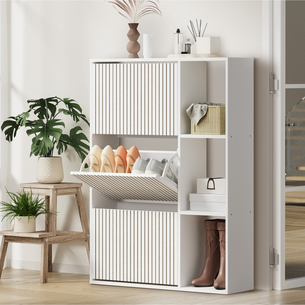 Amaro Noire Shoe Rack Cabinet and Display Unit | Two In One 30 Pair Shoe Storage Unit and Shelves