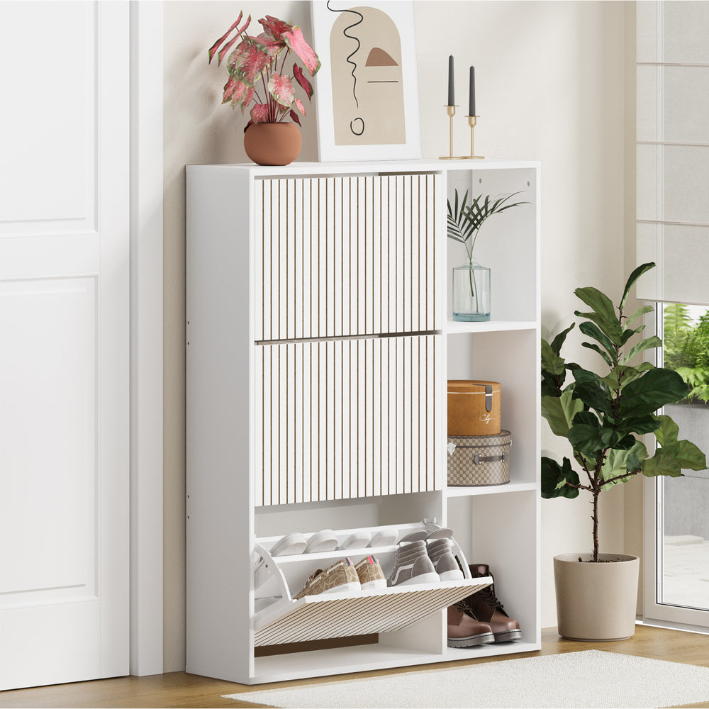 Amaro Noire Shoe Rack Cabinet and Display Unit | Two In One 30 Pair Shoe Storage Unit and Shelves