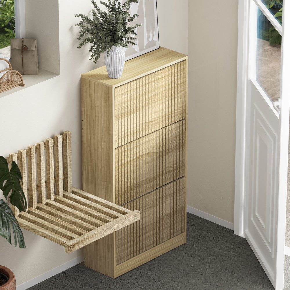 Amaro Noire Shoe Rack Cabinet | Modern Feature 30 Pair Shoe Storage Unit