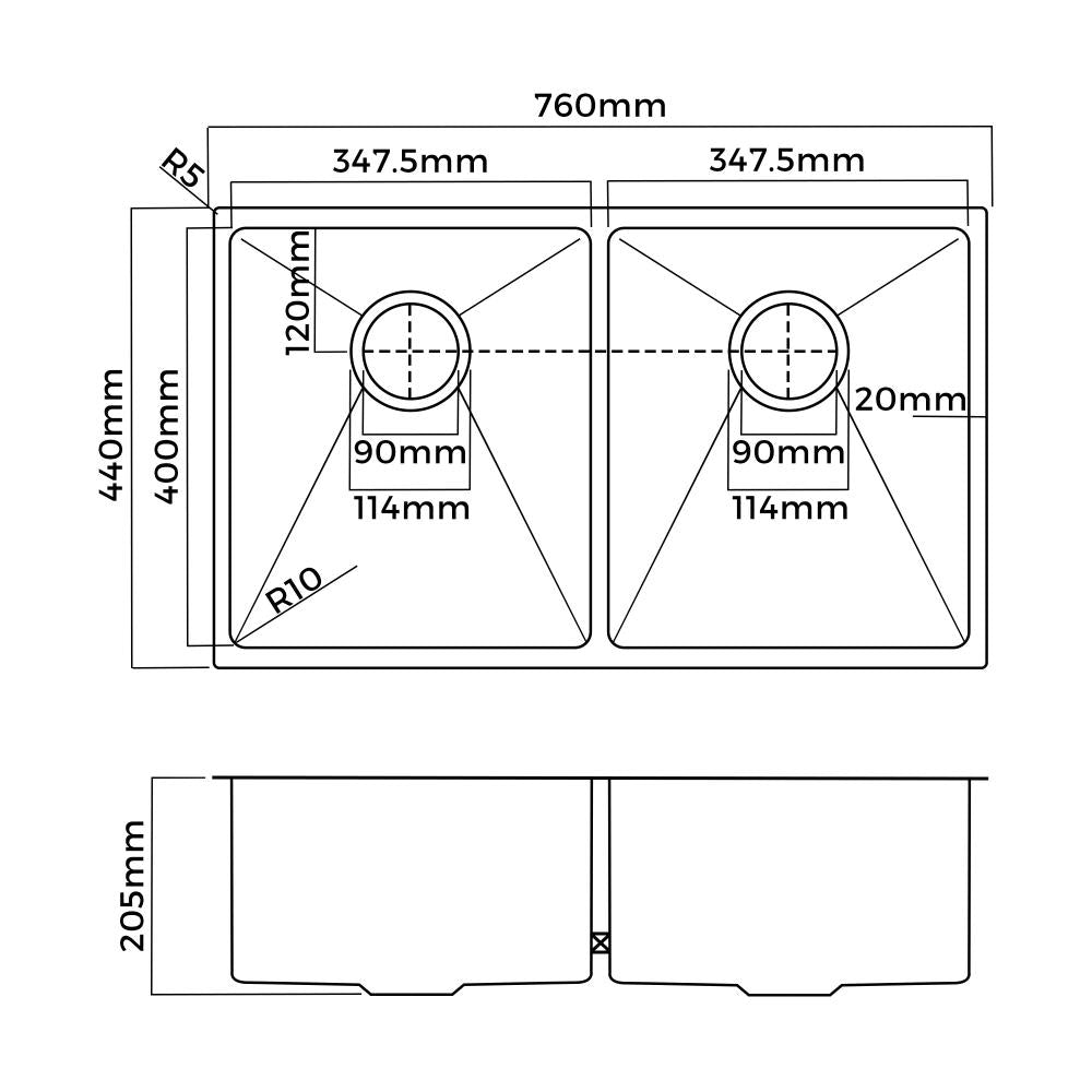 Super High Quality Stainless Steel Kitchen Sink in Black or Silver Finish | Kitchen Laundry Steel Sinks