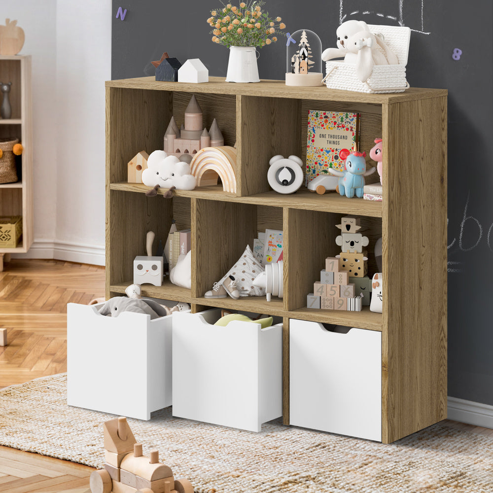 Scandi Kids Storage Organiser in White | 8 Compartment Removable Storage Cube