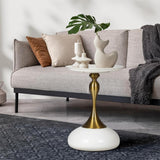 Stemio Designer Two Tone Metal Round Side Table | Verstaile Multi Use End Table Bedside Table