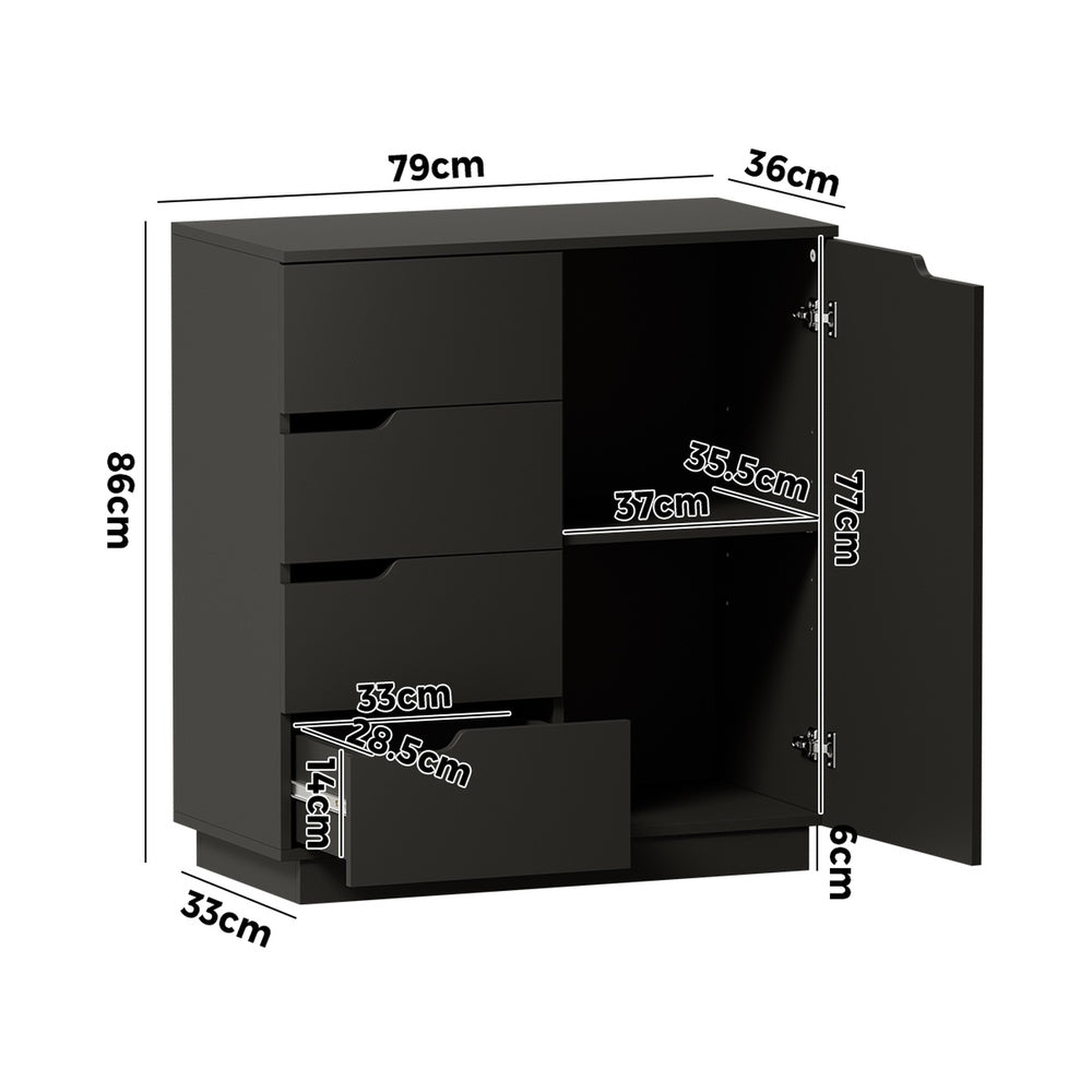 Urbino 4 Draw Modern Dresser Tallboy | 4 Draw Chest Of Drawers Wooden Storage Unit