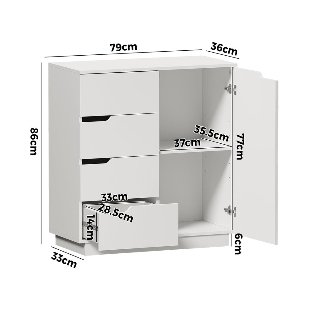 Urbino 4 Draw Modern Dresser Tallboy | 4 Draw Chest Of Drawers Wooden Storage Unit