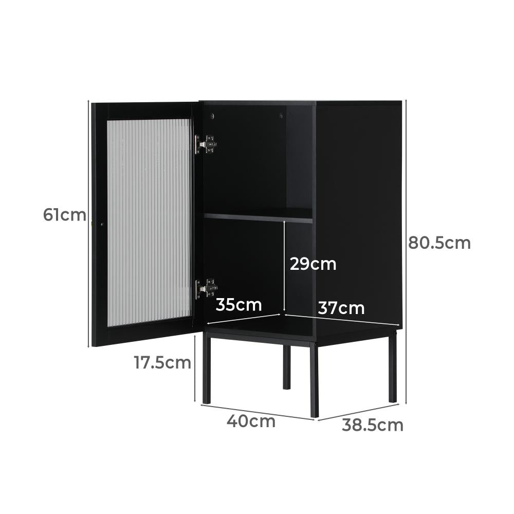Amaro Nero Tempered Glass Bathroom Cabinet Storage Unit | Multi Storage Laundry or Bathroom Cupboard