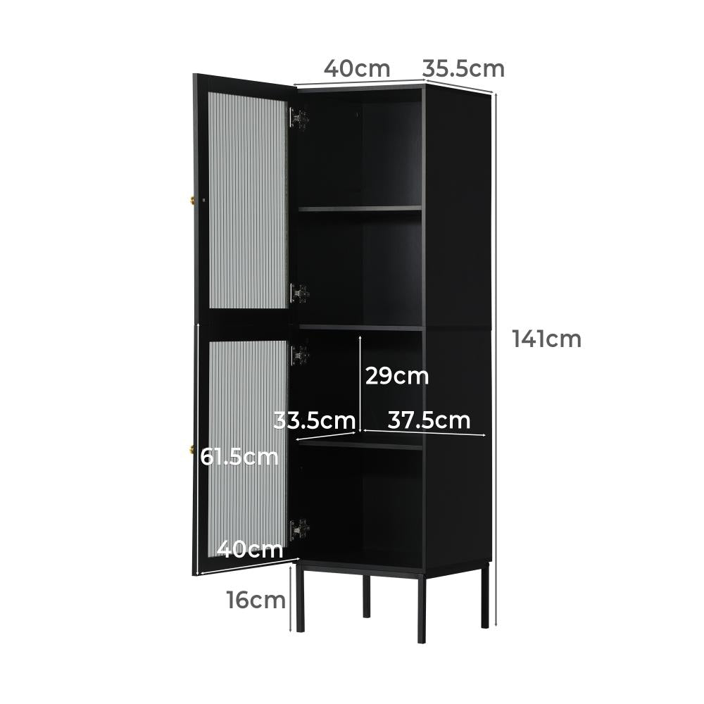 Amaro Nero Tempered Glass Bathroom Cabinet Storage Unit | Multi Storage Laundry or Bathroom Cupboard