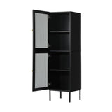 Amaro Nero Tempered Glass Bathroom Cabinet Storage Unit | Multi Storage Laundry or Bathroom Cupboard