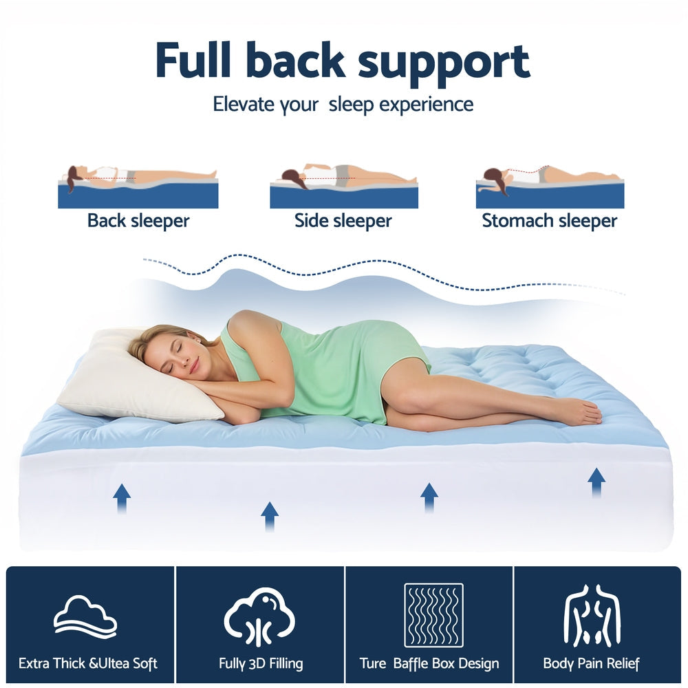 Luxore 1000GSM Reversible 3D Cooling Warm Mattress Topper | Plush Two Sided All Seasons Dual Sleeper Mattress Pad