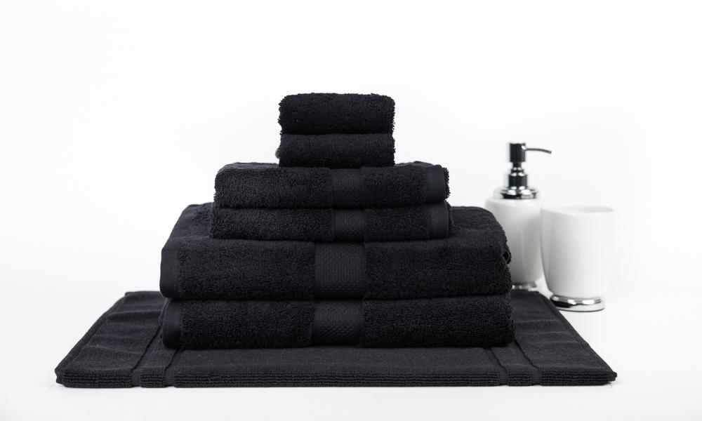 100% Premium Combed Cotton Extra Large Bath Sheet Towel Set | 7 or 14pc Sets | Superior Abosrbance and Size  | 2 Sizes - 30 Colours Bath Towels & Washcloths 7pc Set / Black Ontrendideas Bed and Bath