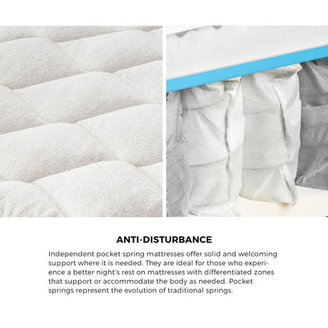 Teddy Boucle 6 Turn Coil Spring Plush Pillowtop 22cm Mattress | Full Body Support Ventialted Medium Hypo Allergenic Mattress