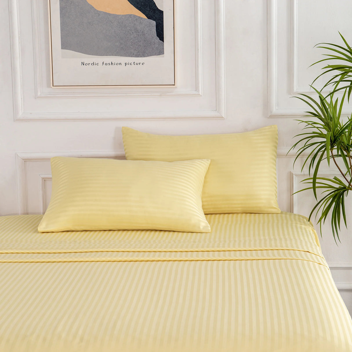 Luxiore 1800TC Super Soft Silky Brushed Microfibre Sheet Set | Luxury Pin Stripe Microfibre Sheets