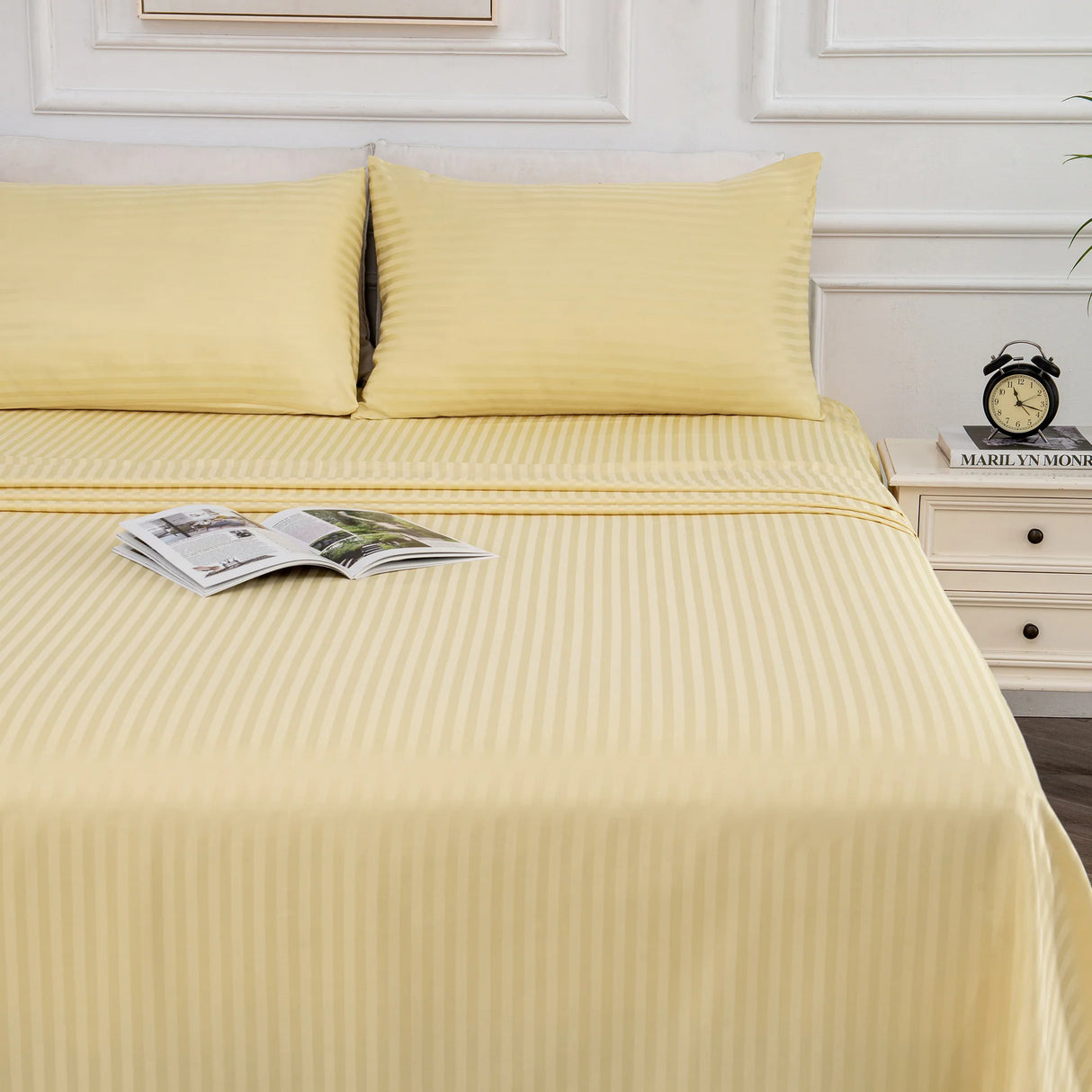 Luxiore 1800TC Super Soft Silky Brushed Microfibre Sheet Set | Luxury Pin Stripe Microfibre Sheets