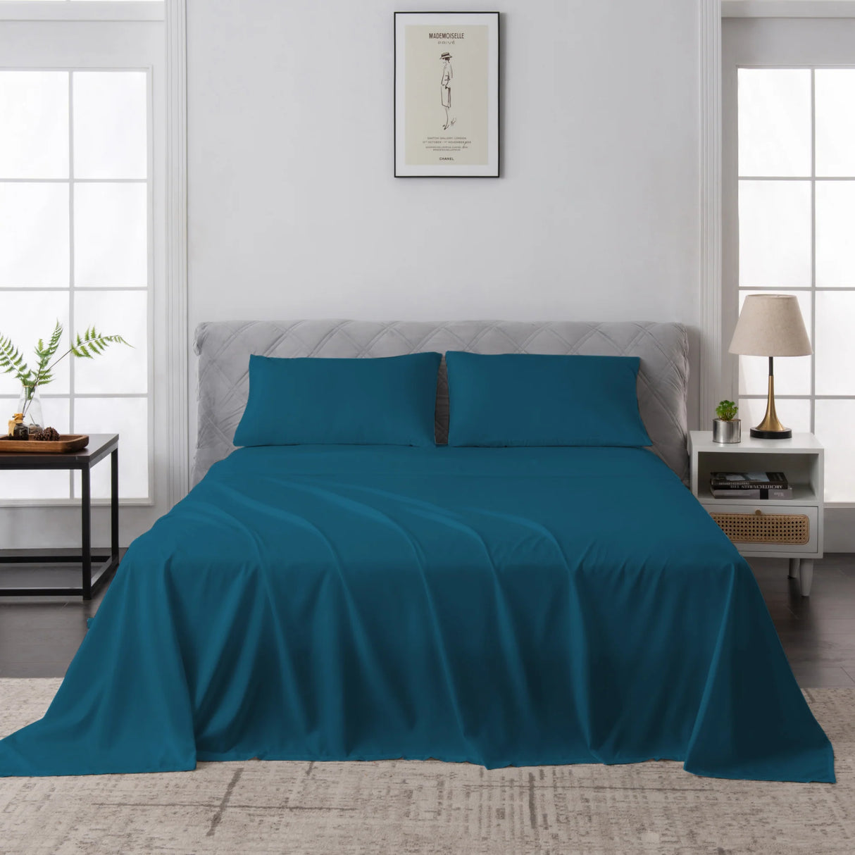 Luxiore 2000TC Breathable Cooling Bamboo Blend Sheet Set | Eco Friendly Anti Wrinkle Bamboo Sheets