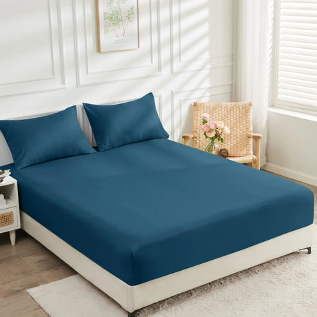 Luxiore 2000TC Breathable Cooling Bamboo Blend Fitted Sheet | 40cm Deep Eco Friendly Anti Wrinkle Bamboo Sheet