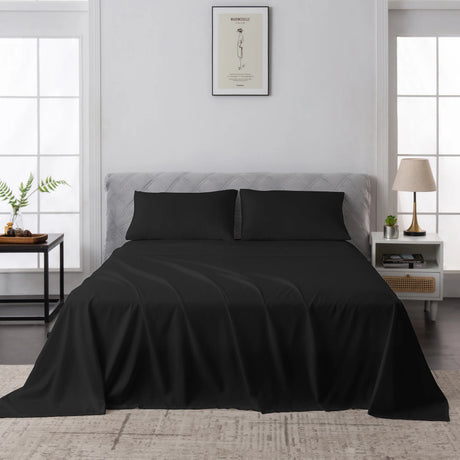 Luxiore 2000TC Breathable Cooling Bamboo Blend Sheet Set | Eco Friendly Anti Wrinkle Bamboo Sheets