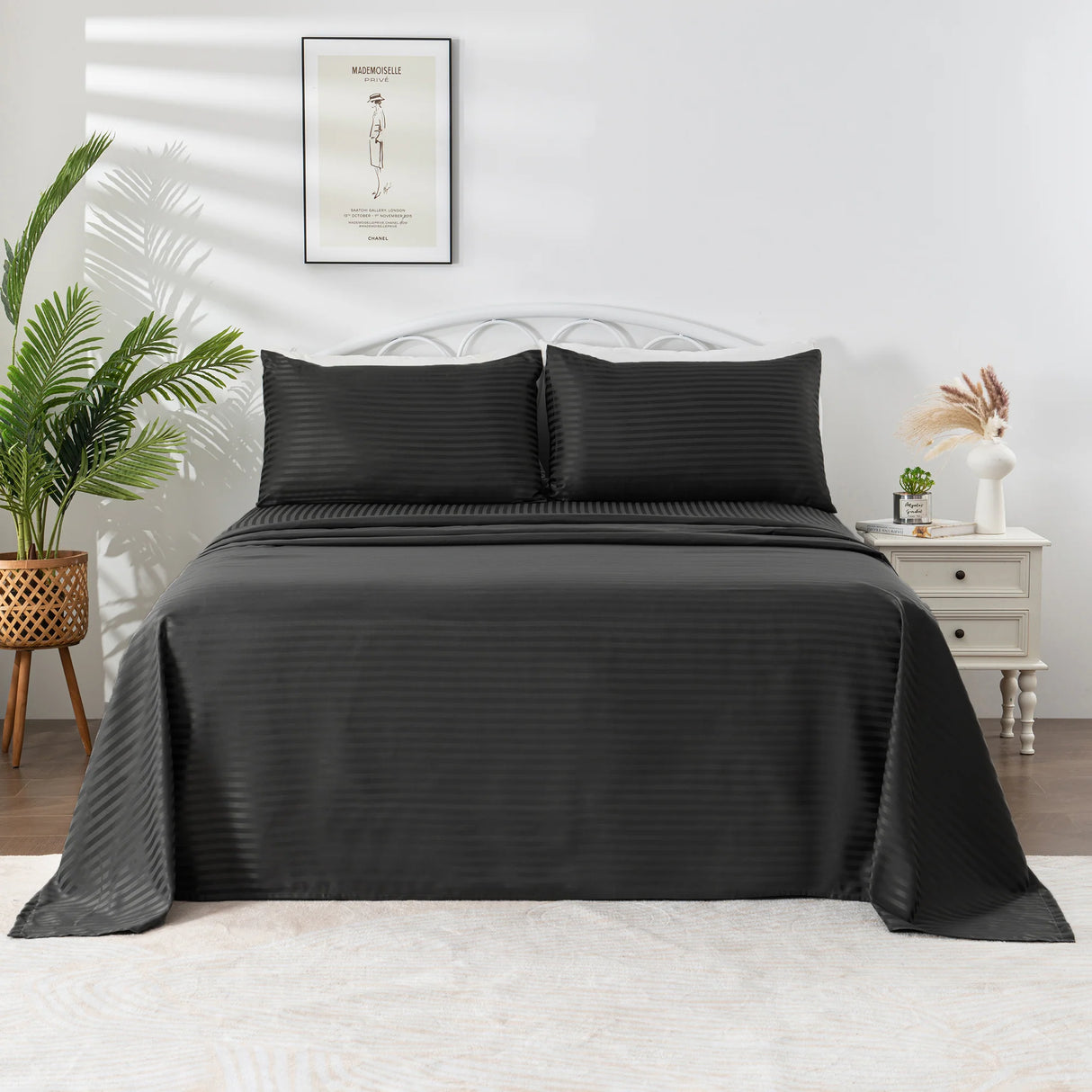 Luxiore 1800TC Super Soft Silky Brushed Microfibre Sheet Set | Luxury Pin Stripe Microfibre Sheets