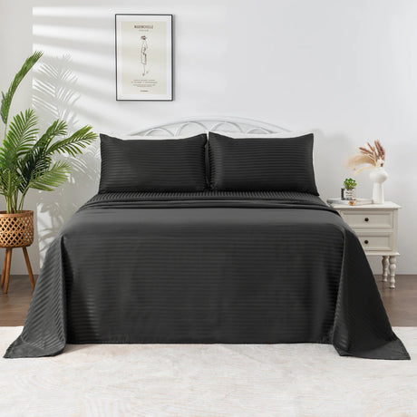Luxiore 1800TC Super Soft Silky Brushed Microfibre Sheet Set | Luxury Pin Stripe Microfibre Sheets