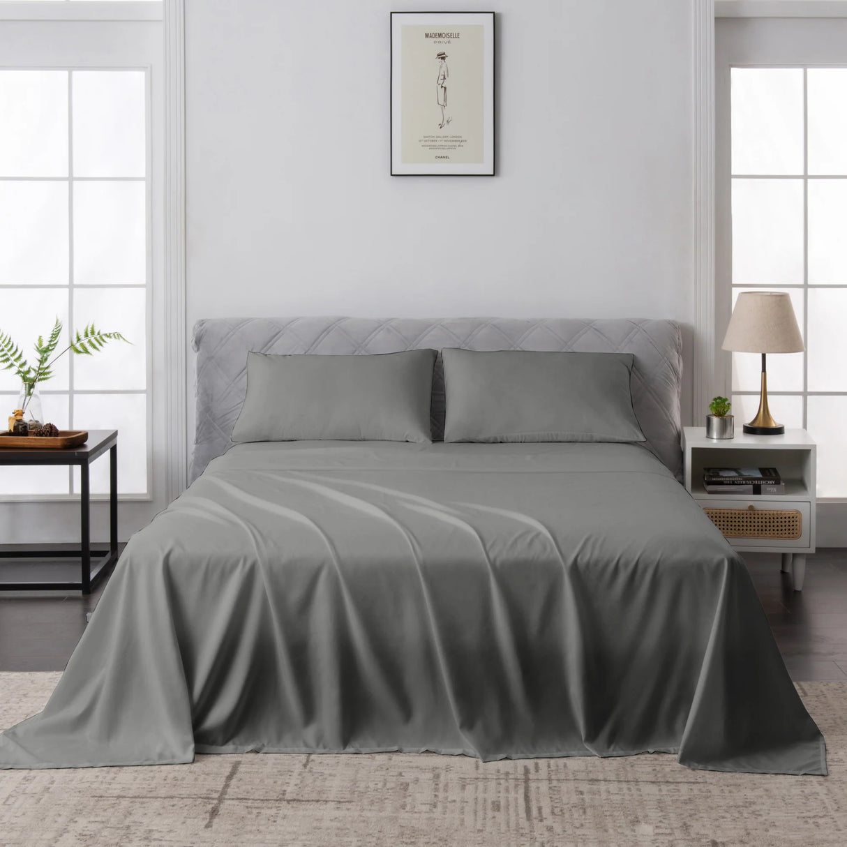Luxiore 2000TC Breathable Cooling Bamboo Blend Sheet Set | Eco Friendly Anti Wrinkle Bamboo Sheets