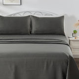 Luxiore 1800TC Super Soft Silky Brushed Microfibre Sheet Set | Luxury Pin Stripe Microfibre Sheets