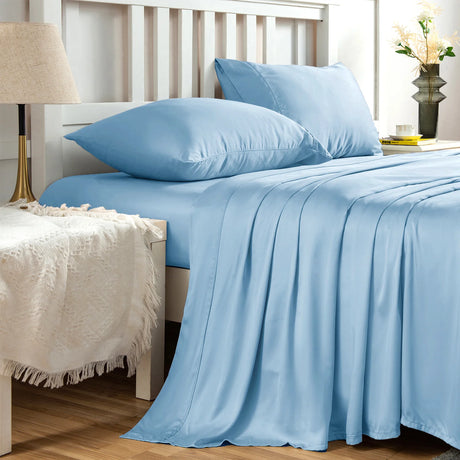Luxiore Soft 100% Bamboo Eco Friendly Sheet Set | Breathable Silky Pure Bamboo Sheet Set
