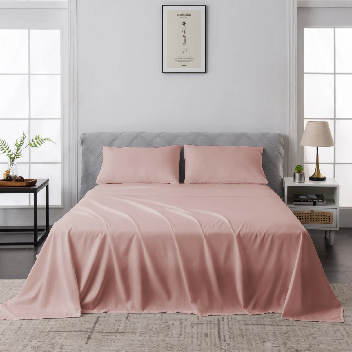 Luxiore 2000TC Breathable Cooling Bamboo Blend Sheet Set | Eco Friendly Anti Wrinkle Bamboo Sheets
