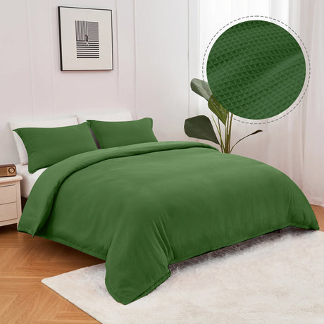 Ultra Soft Luxiore 100% Cotton Waffle Quilt Cover Set | Beautiful Waffle Pattern Duvet Set