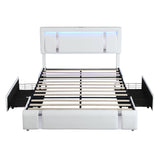 Aria Luxury LED PU Leather 2 Draw Storage Bed with USB | Adjustable Headboard Soft Padded Bed Frame