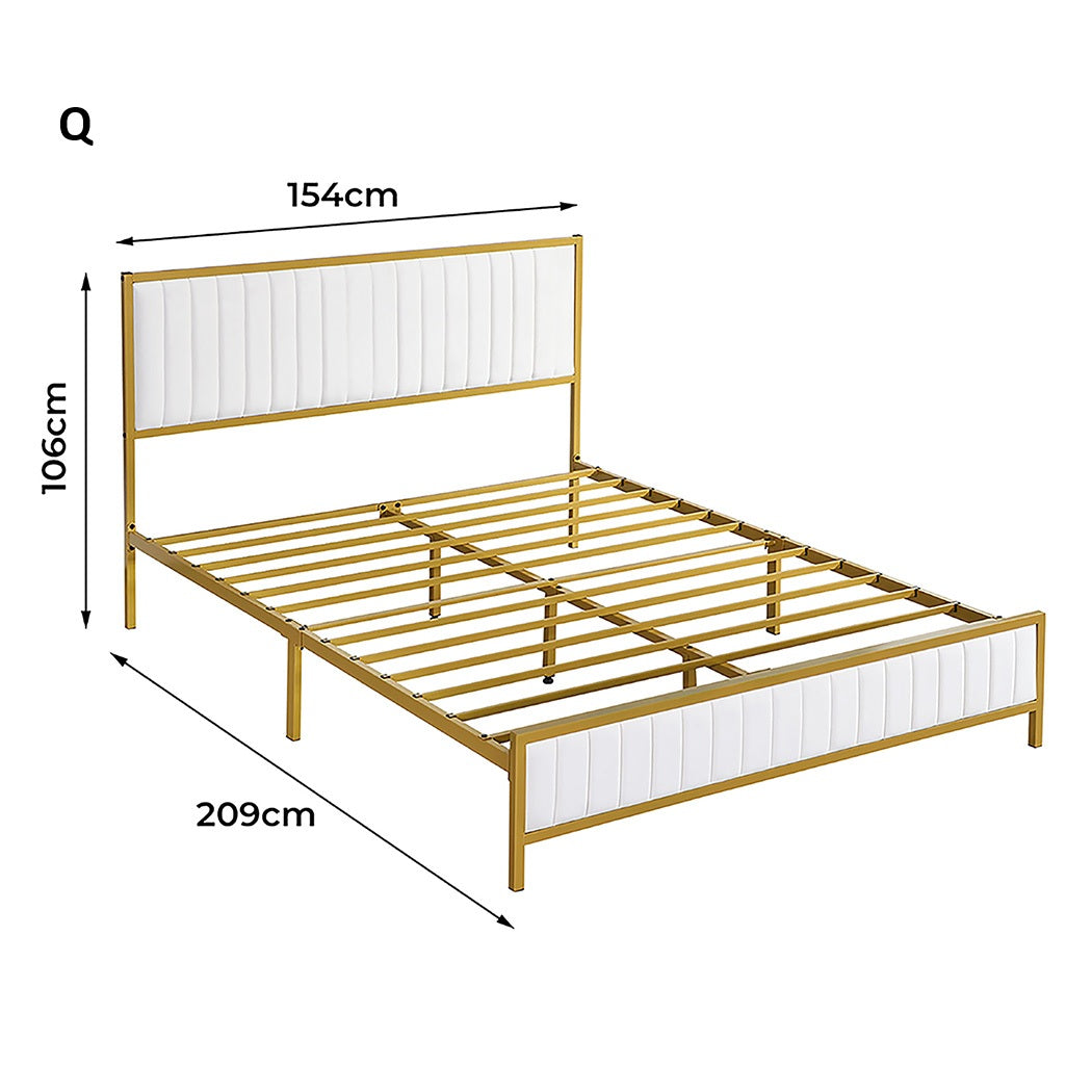 Royale Iris Metal Padded Modern Bed | High Quality Modern Slimline Bed Frame