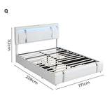 Aria Luxury LED PU Leather 2 Draw Storage Bed with USB | Adjustable Headboard Soft Padded Bed Frame