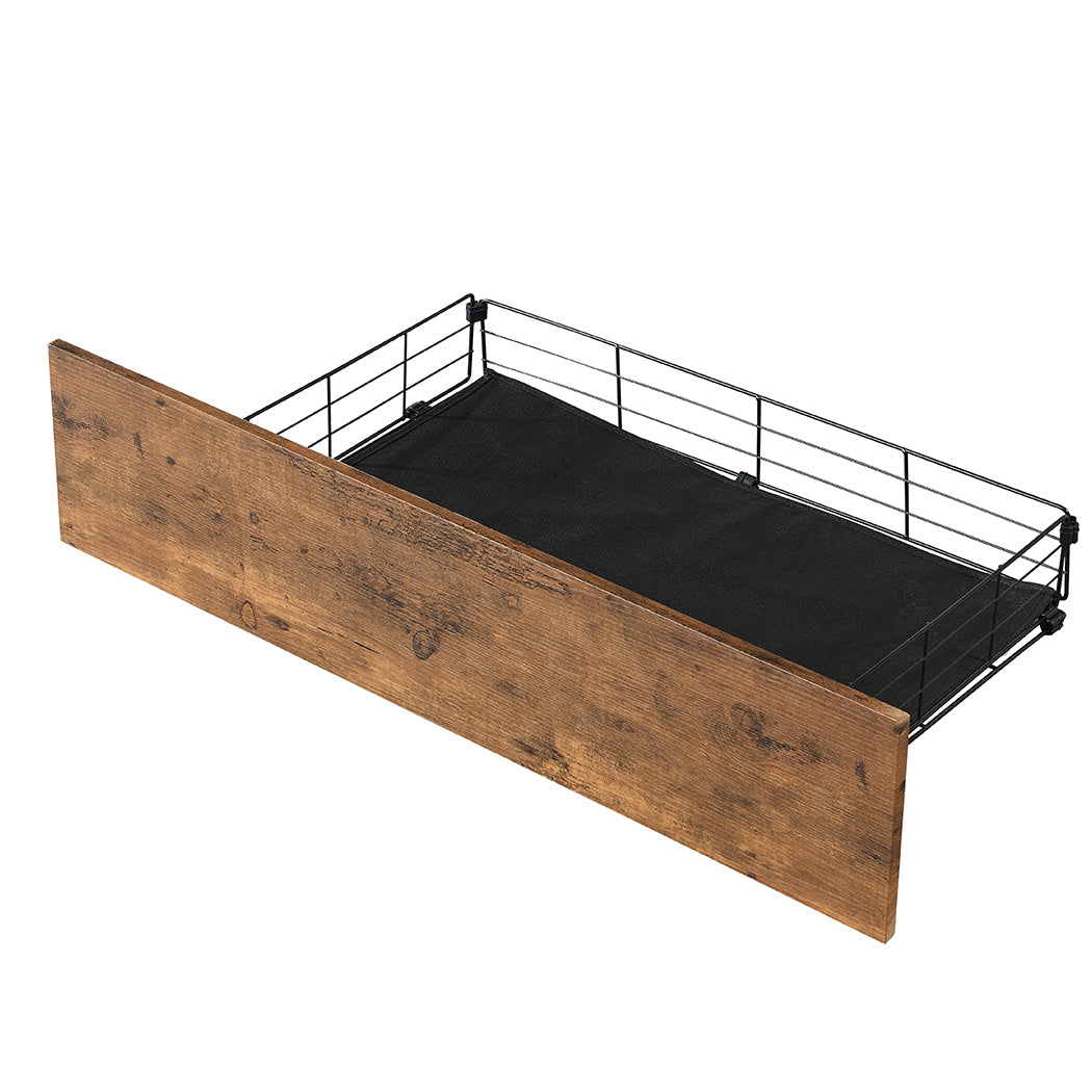 Belacio Wood Metal LED Storage Bed and 4 Draws | Multi Functional Storage LED Lights USB Bed Frame