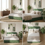 Velvet Cloud Soft Low Profile Compressed Bed | Tool-free Instant Bed Frame in Chenille Green