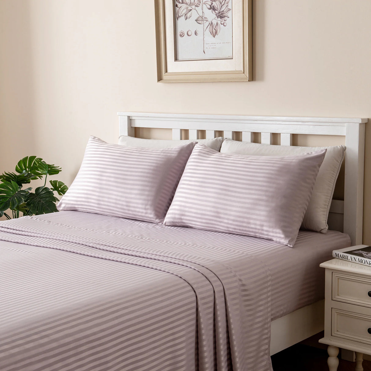 Luxiore 1800TC Super Soft Silky Brushed Microfibre Sheet Set | Luxury Pin Stripe Microfibre Sheets
