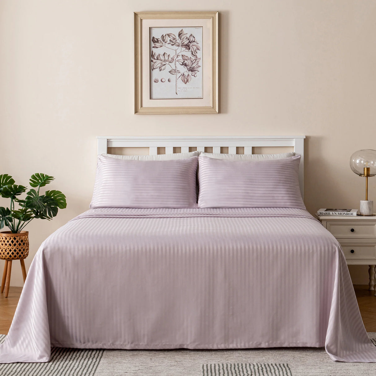 Luxiore 1800TC Super Soft Silky Brushed Microfibre Sheet Set | Luxury Pin Stripe Microfibre Sheets