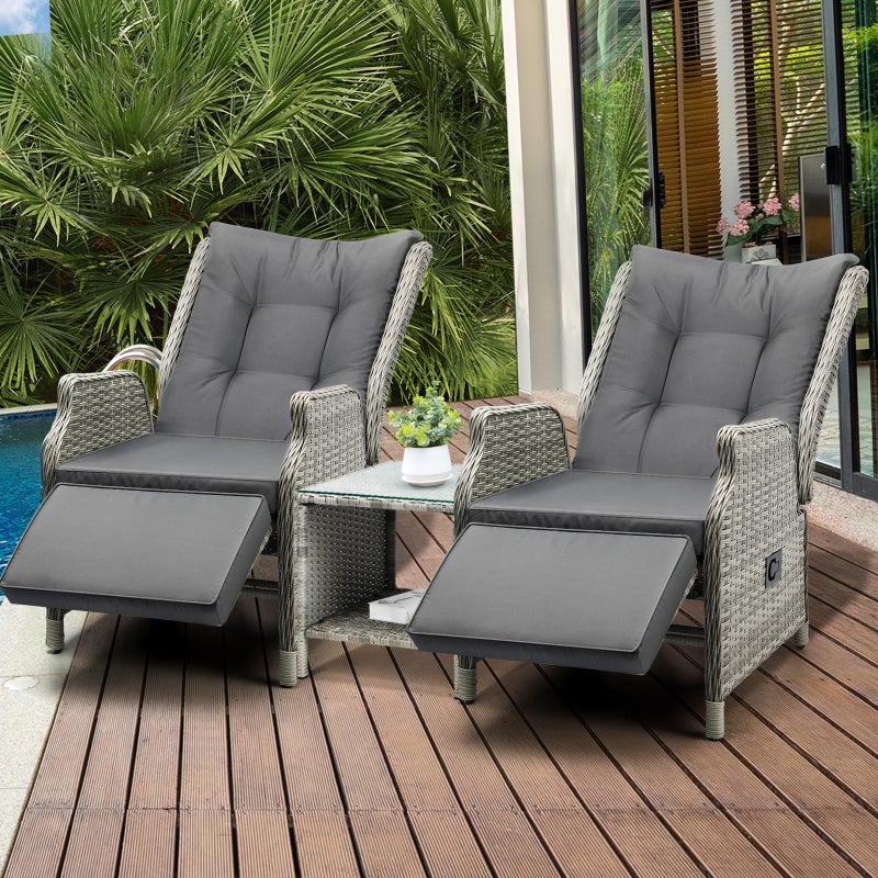 Positano Lux Rattan Wicker Outdoor Lounger Set | Weather Resistant Garden Patio Furniture | Adjustable Cushioned Lounger Sets