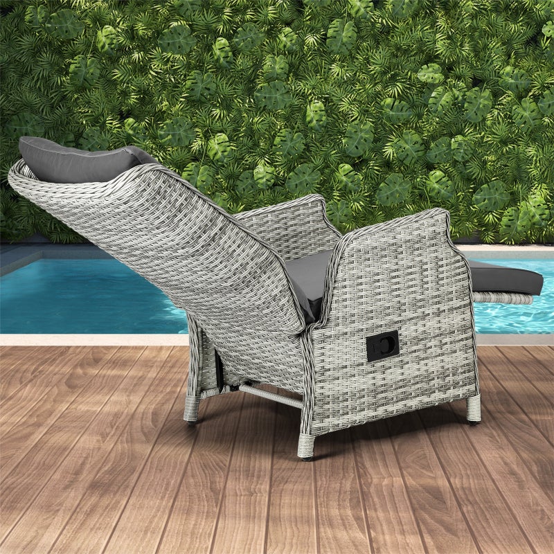 Positano Lux Rattan Wicker Outdoor Lounger Set | Weather Resistant Garden Patio Furniture | Adjustable Cushioned Lounger Sets