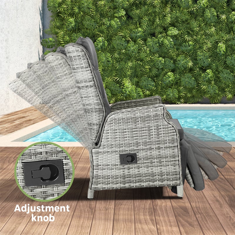 Positano Lux Rattan Wicker Outdoor Lounger Set | Weather Resistant Garden Patio Furniture | Adjustable Cushioned Lounger Sets